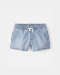 Oshkosh Girls Denim Drawstring Pull-On Shorts - Light Wash Blue 7