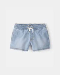 Oshkosh Girls Denim Drawstring Pull-On Shorts - Light Wash Blue 7