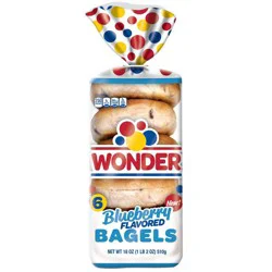 Wonder Bread Blueberry Flavored Bagels, Sliced Blueberry Bagels, 6 Count