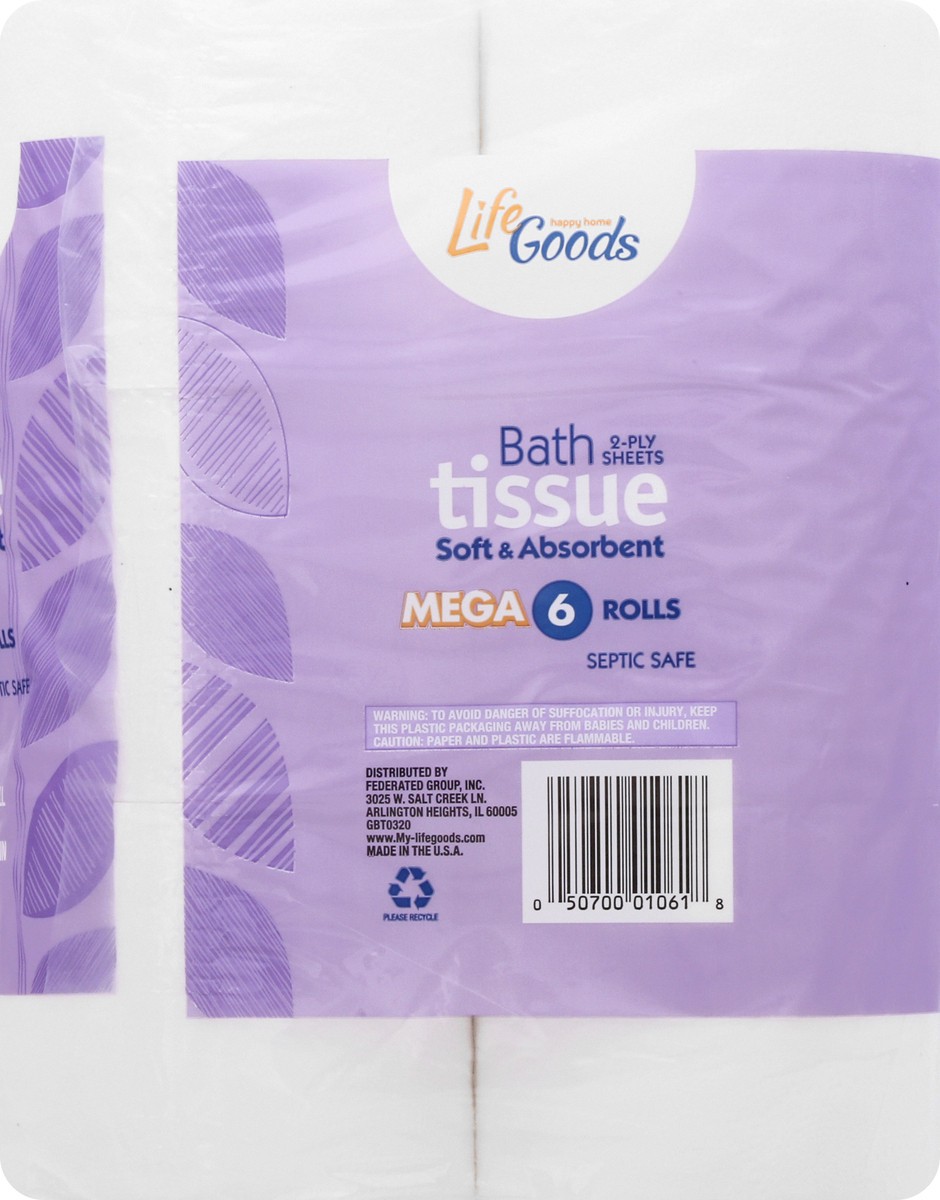 slide 11 of 11, Life Goods Mega 2-Ply Soft & Absorbent Bath Tissue 6 ea, 6 ct