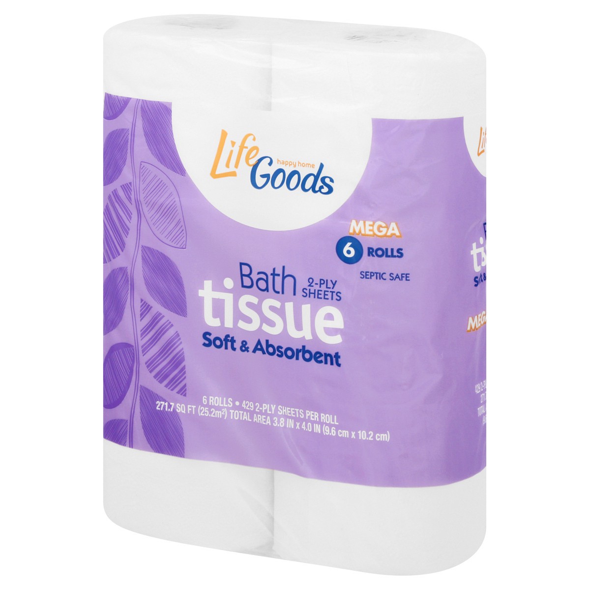 slide 7 of 11, Life Goods Mega 2-Ply Soft & Absorbent Bath Tissue 6 ea, 6 ct