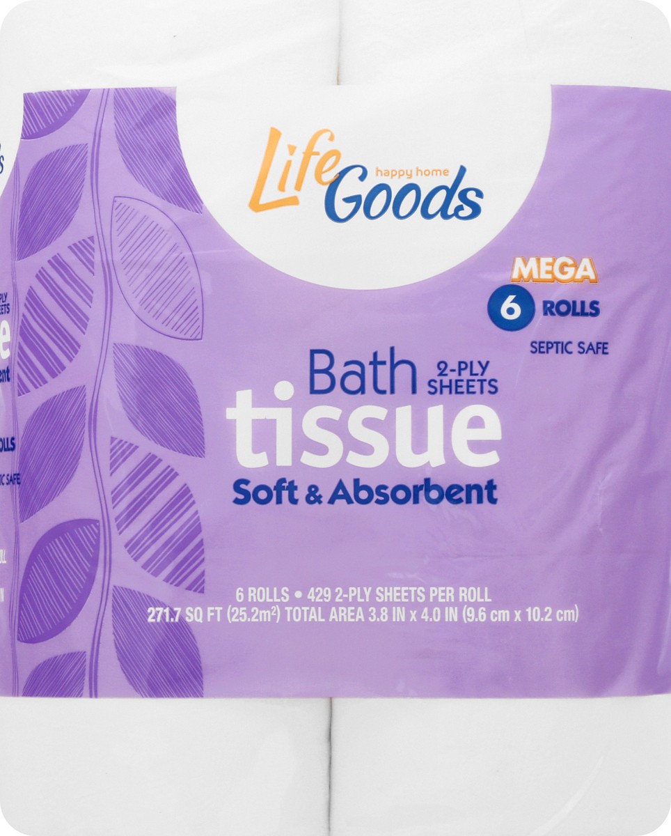 slide 10 of 11, Life Goods Mega 2-Ply Soft & Absorbent Bath Tissue 6 ea, 6 ct