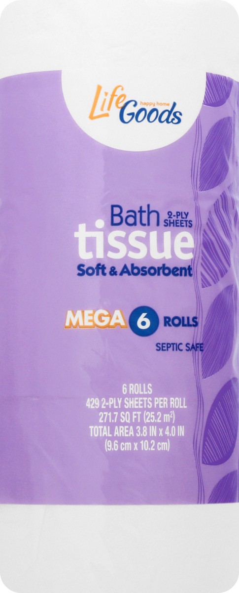 slide 3 of 11, Life Goods Mega 2-Ply Soft & Absorbent Bath Tissue 6 ea, 6 ct