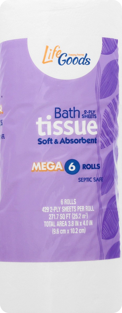 slide 2 of 11, Life Goods Mega 2-Ply Soft & Absorbent Bath Tissue 6 ea, 6 ct