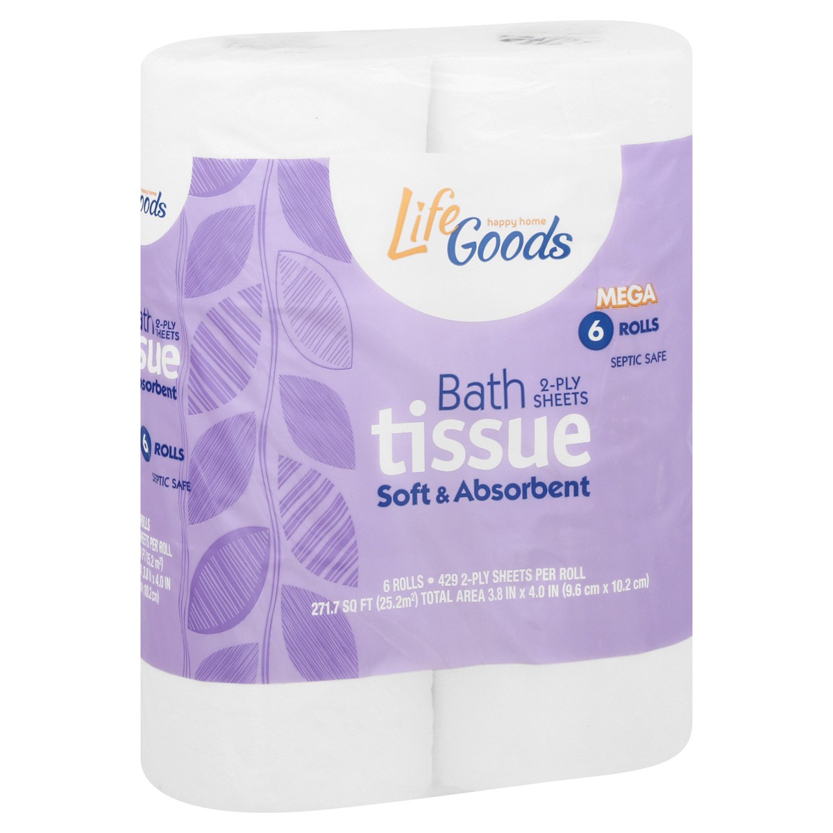 slide 5 of 11, Life Goods Mega 2-Ply Soft & Absorbent Bath Tissue 6 ea, 6 ct