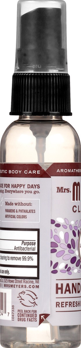 slide 4 of 9, Mrs. Meyer's Clean Day Hand Sanitizer, Removes 99.9% of Bacteria on Skin, Lavender Scent, 2 Ounce Spray Bottle, 2 oz