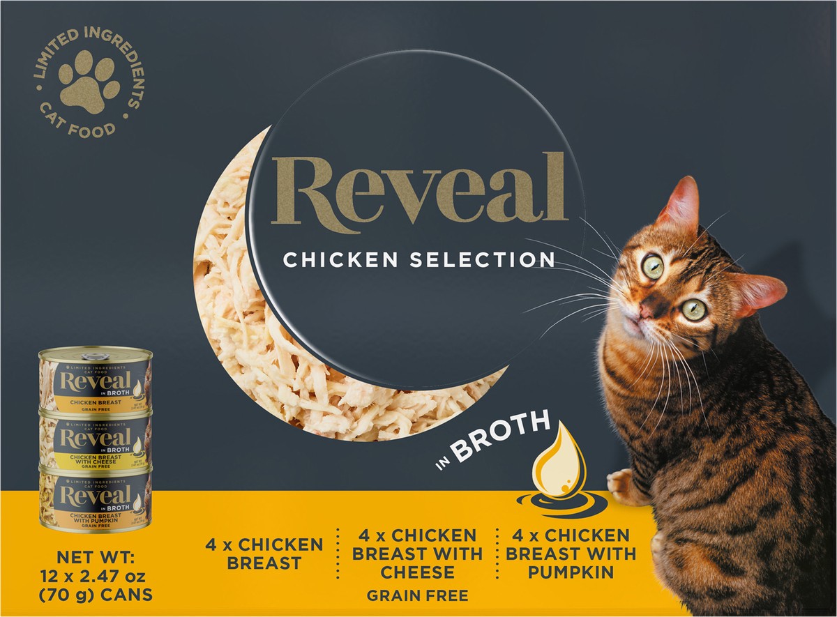 slide 9 of 11, Reveal Natural Wet Cat Food Chicken Selection in Broth 12 x 2.47oz Cans, 12 ct