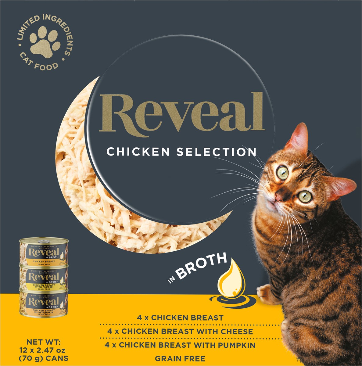 slide 7 of 11, Reveal Natural Wet Cat Food Chicken Selection in Broth 12 x 2.47oz Cans, 12 ct