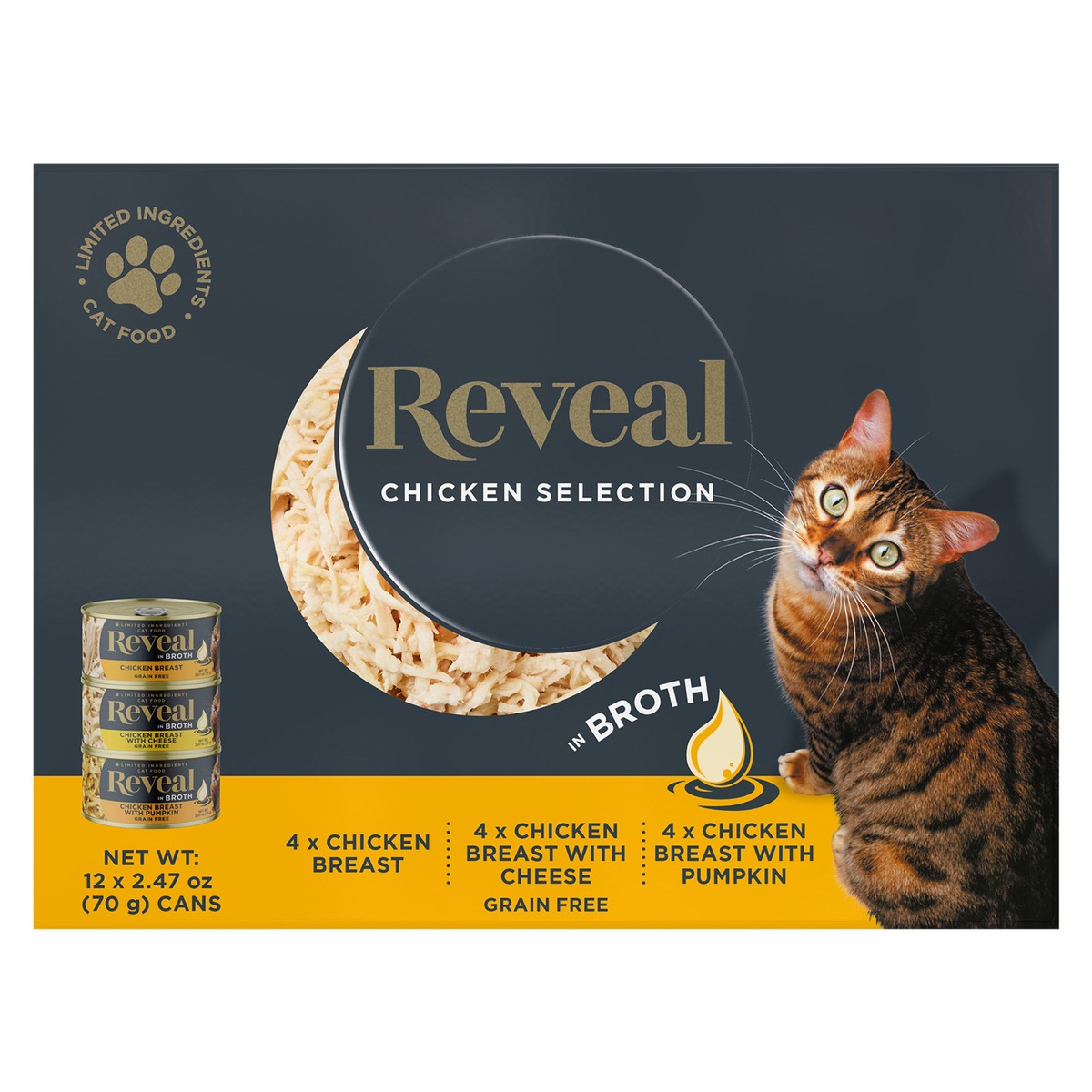 slide 11 of 11, Reveal Natural Wet Cat Food Chicken Selection in Broth 12 x 2.47oz Cans, 12 ct