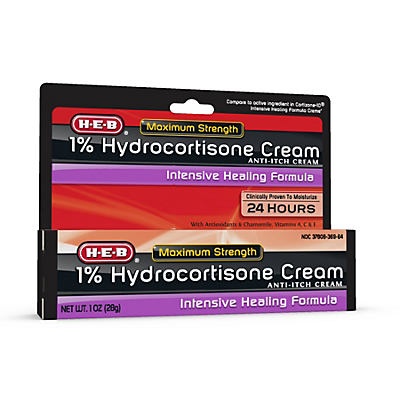 slide 1 of 1, H-E-B 1% Maximum Strength Intensive Healing Formula Hydrocortisone Cream, 1 oz