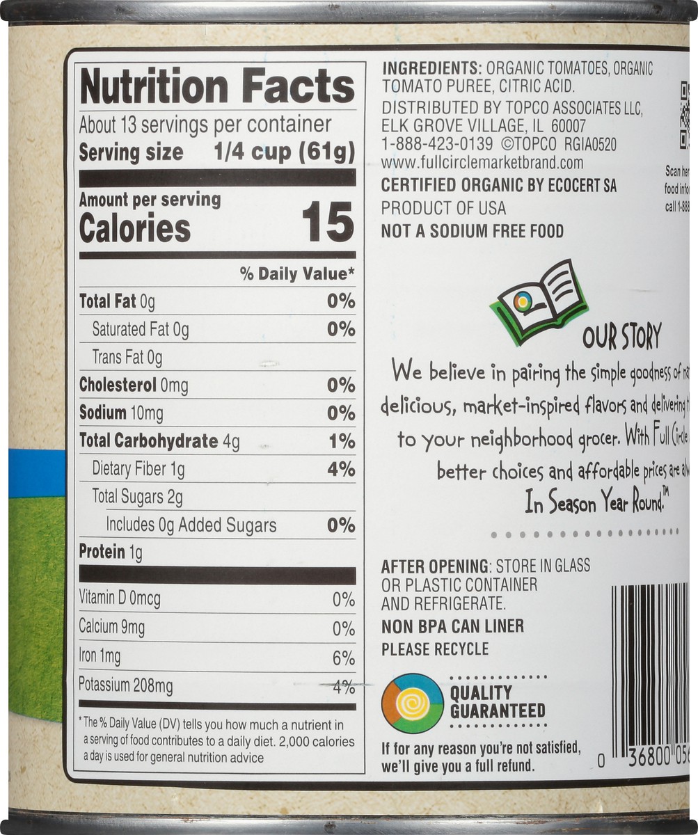 slide 2 of 15, Full Circle Market Organic Crushed Tomatoes in Tomato Puree 28 oz, 28 oz