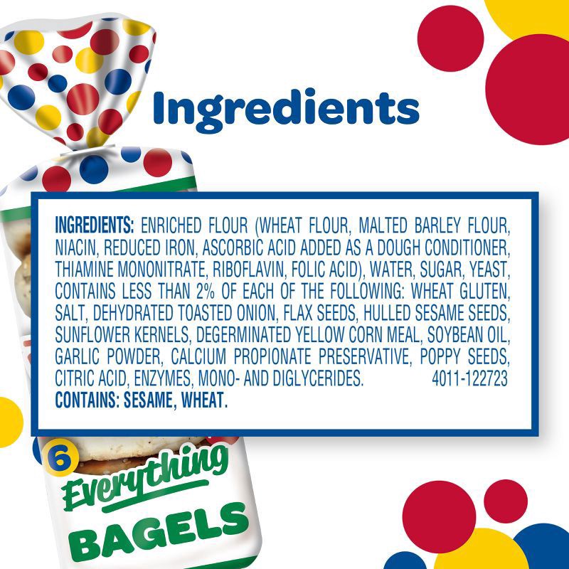 slide 5 of 7, Wonder Bread Everything Bagels, Sliced Everything Bagels, 6 Count, 6 ct