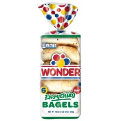Wonder Bread Everything Bagels, Sliced Everything Bagels, 6 Count