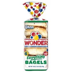 Wonder Bread Everything Bagels, Sliced Everything Bagels, 6 Count