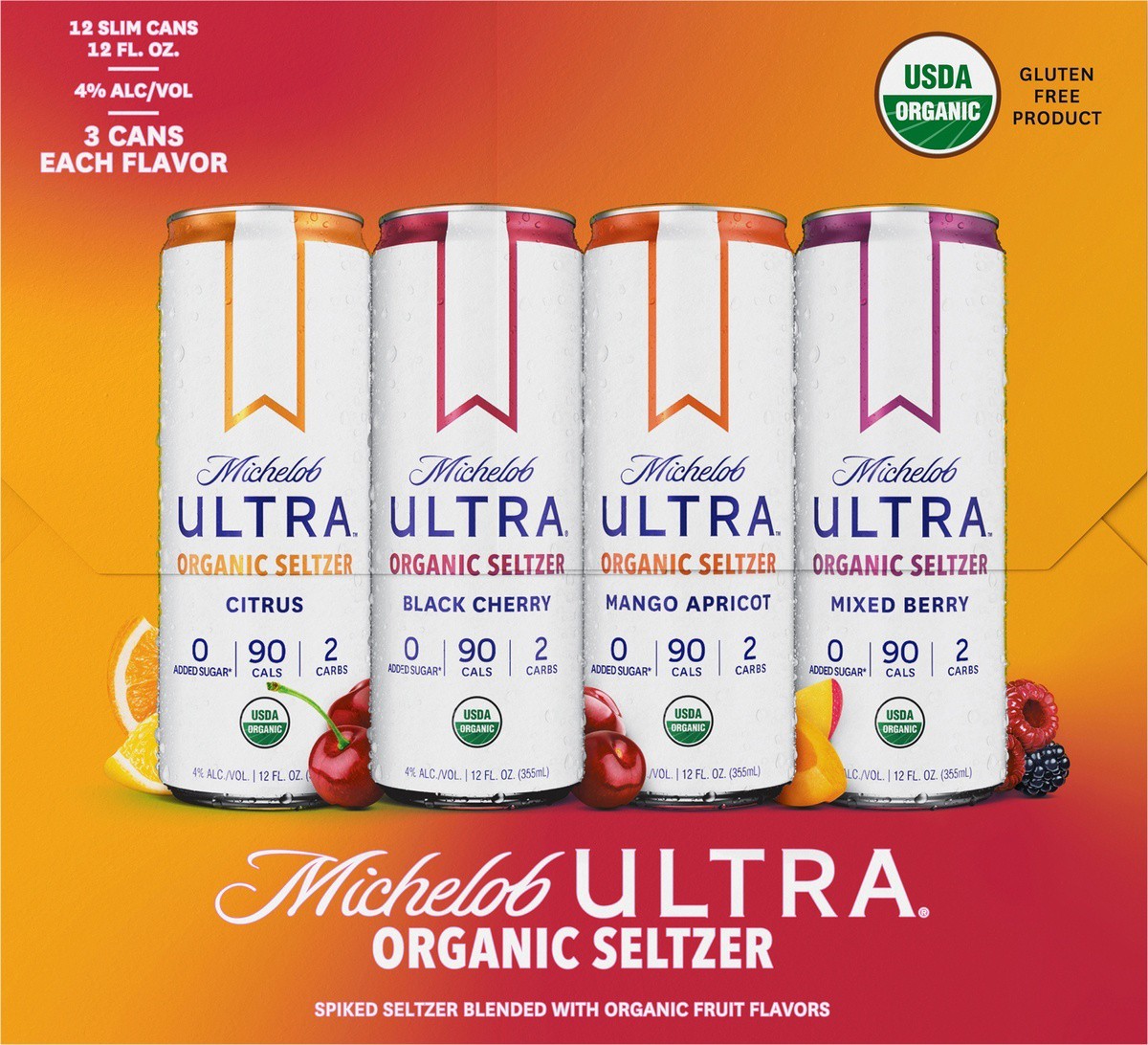 slide 7 of 11, Michelob ULTRA Second Edition Flavors Organic Hard Seltzer, Variety Pack, 12 Pack, 12 FL OZ Slim Cans, 12 ct; 12 oz