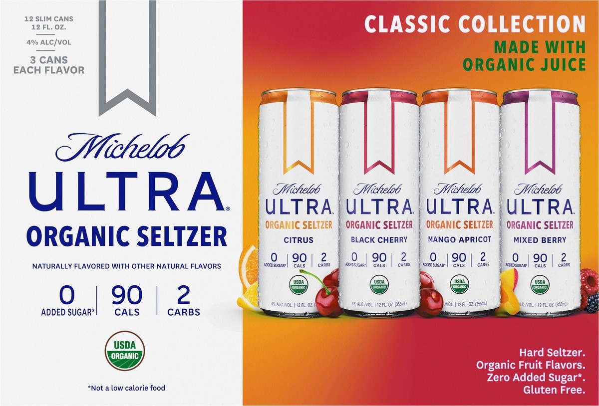 slide 10 of 11, Michelob ULTRA Second Edition Flavors Organic Hard Seltzer, Variety Pack, 12 Pack, 12 FL OZ Slim Cans, 12 ct; 12 oz