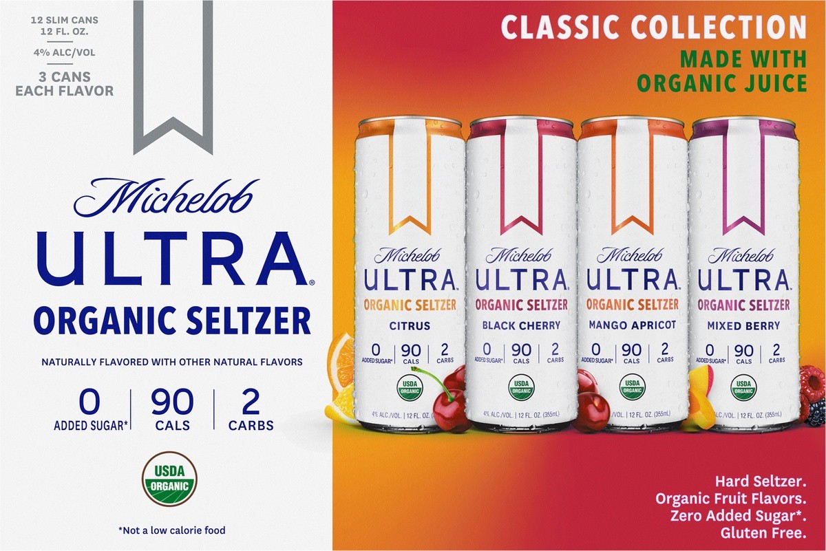slide 3 of 11, Michelob ULTRA Second Edition Flavors Organic Hard Seltzer, Variety Pack, 12 Pack, 12 FL OZ Slim Cans, 12 ct; 12 oz