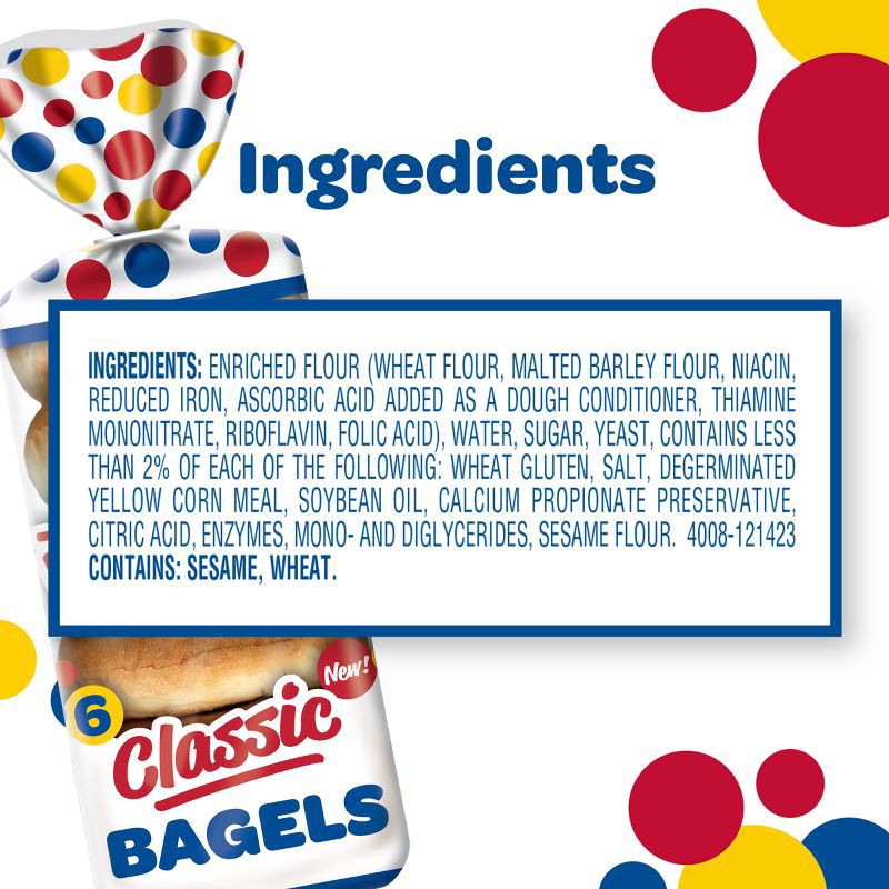 slide 4 of 7, Wonder Bread Classic Sliced White Plain Bagels, Sliced White Bagels, 6 Count, 6 ct