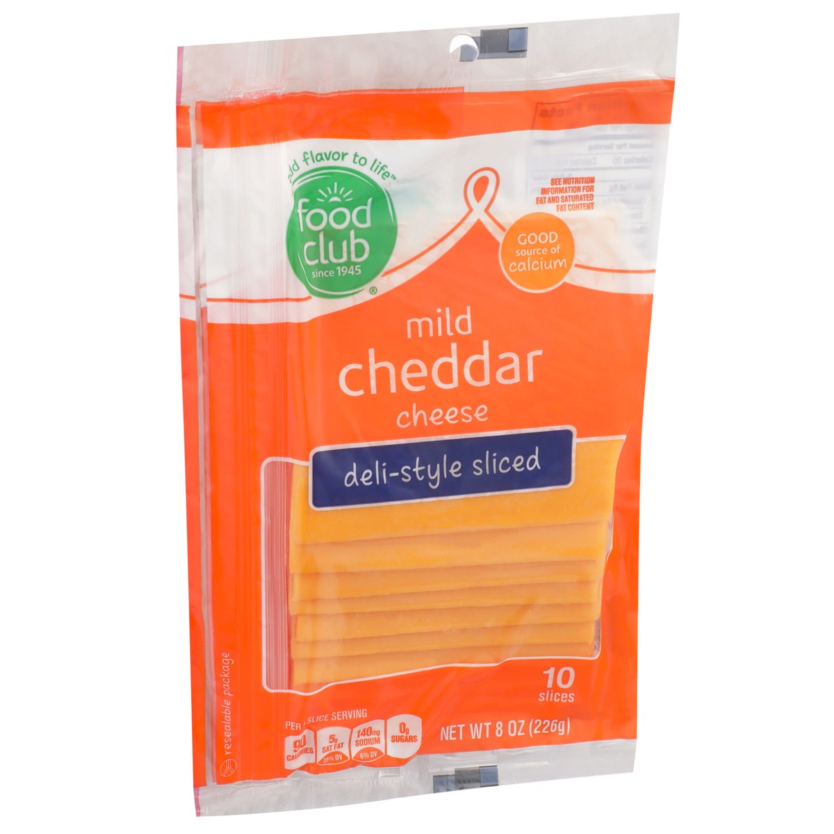 slide 2 of 9, Food Club Mild Cheddar Slice, 8 oz