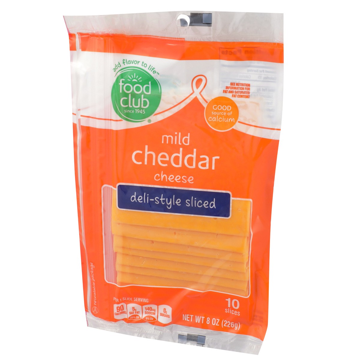 slide 3 of 9, Food Club Mild Cheddar Slice, 8 oz