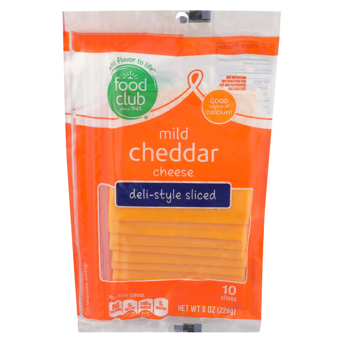 slide 1 of 9, Food Club Mild Cheddar Slice, 8 oz