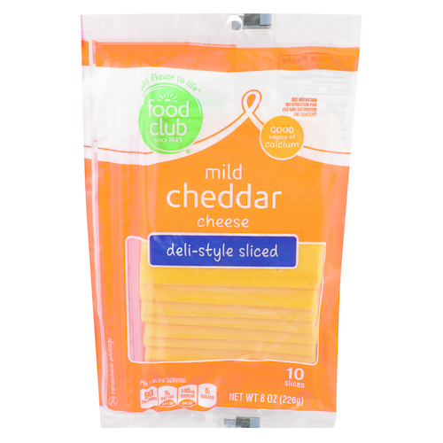 slide 1 of 1, Food Club Mild Cheddar Slice, 8 oz