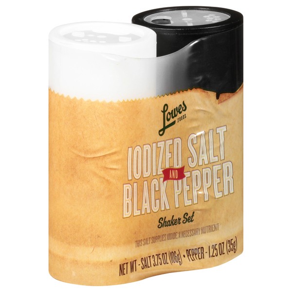 slide 1 of 1, Lowes Foods Iodized Salt & Pepper Shakers - 5 oz, 5 oz