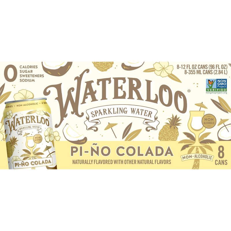 slide 2 of 4, Waterloo Pi-Ño Colada Sparkling Water - 8pk / 12 fl oz Cans - 8 ct, 8 ct