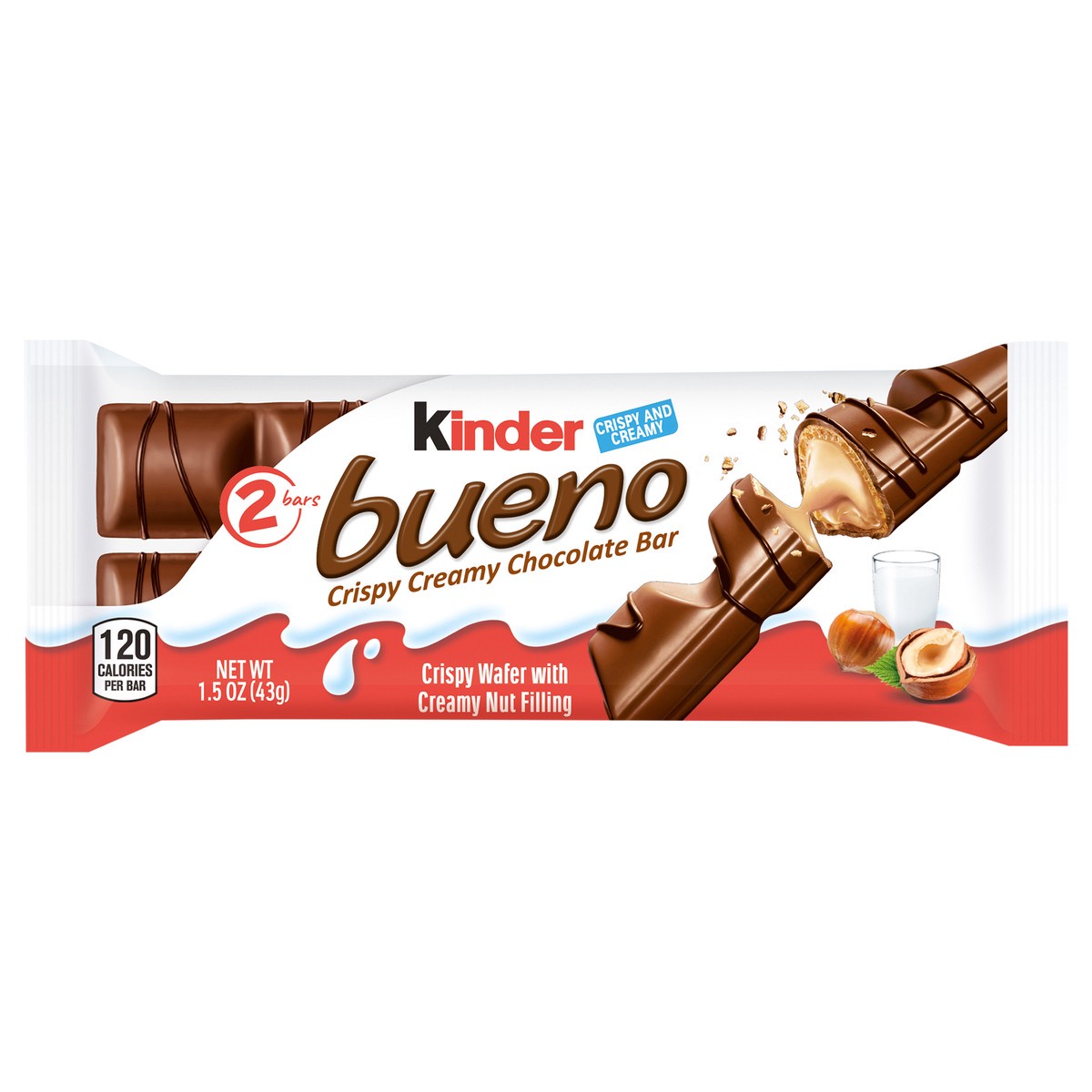 slide 1 of 2, Kinder Bueno Crispy Creamy Chocolate Bar 2 ea, 2 ct