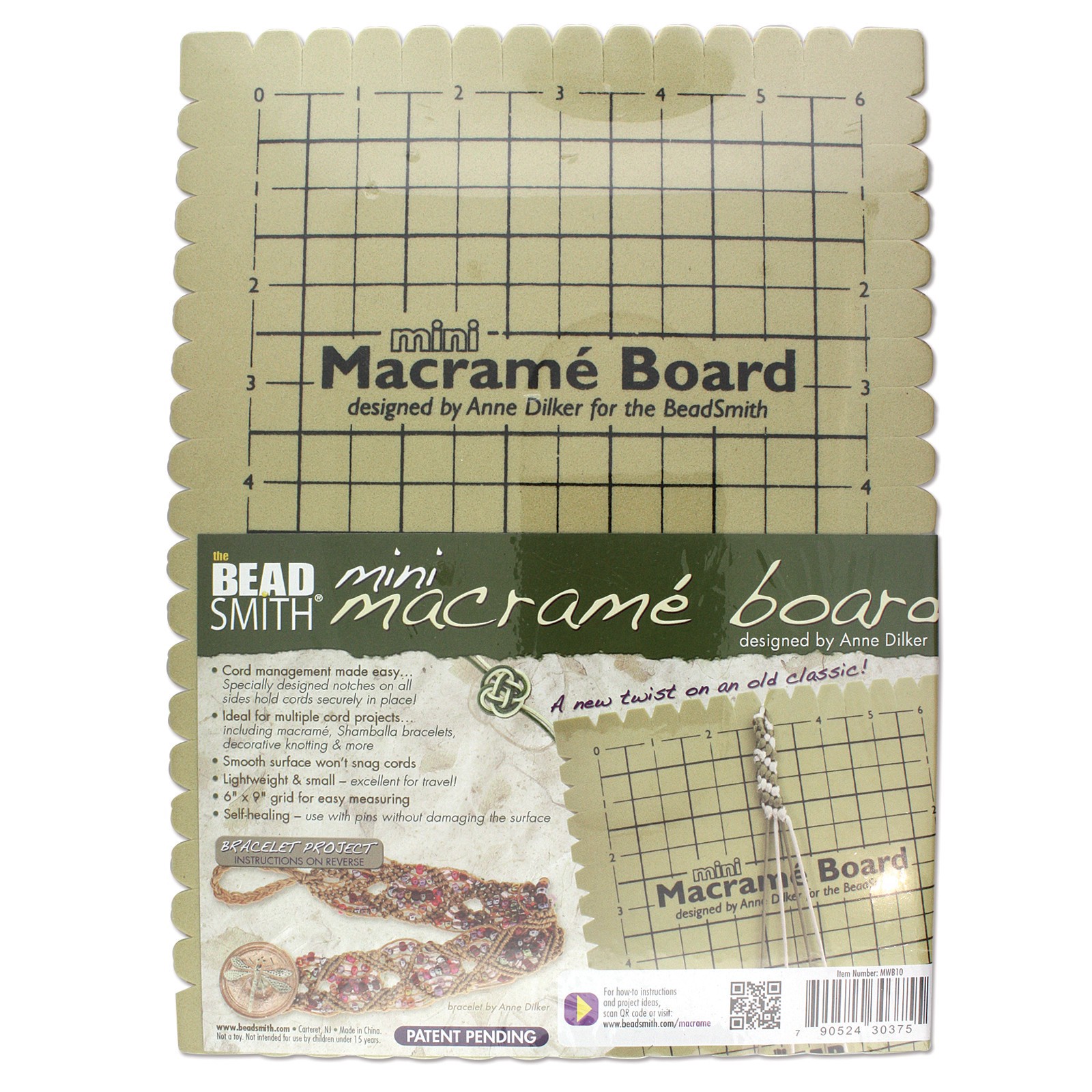slide 2 of 3, The Beadsmith Mini Macrame Board, 7.5 in x 10.5 in
