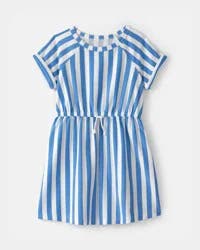 Carter's Girls Striped French Terry Dress - Blue/Ivory Multi 12