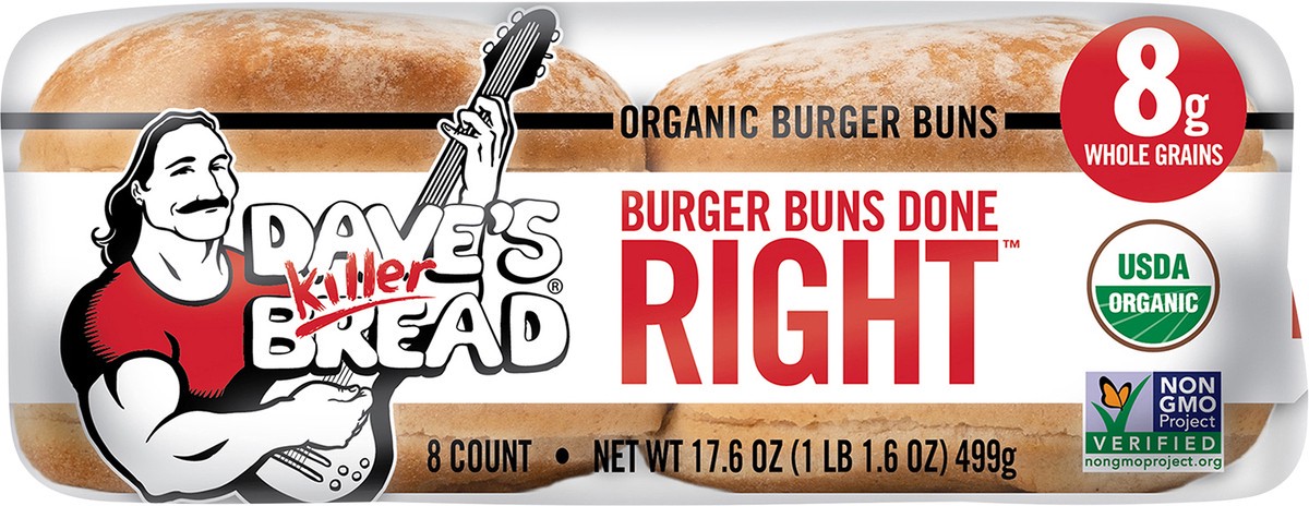 slide 5 of 8, Dave's Killer Bread Organic Burger Buns, 1 ct