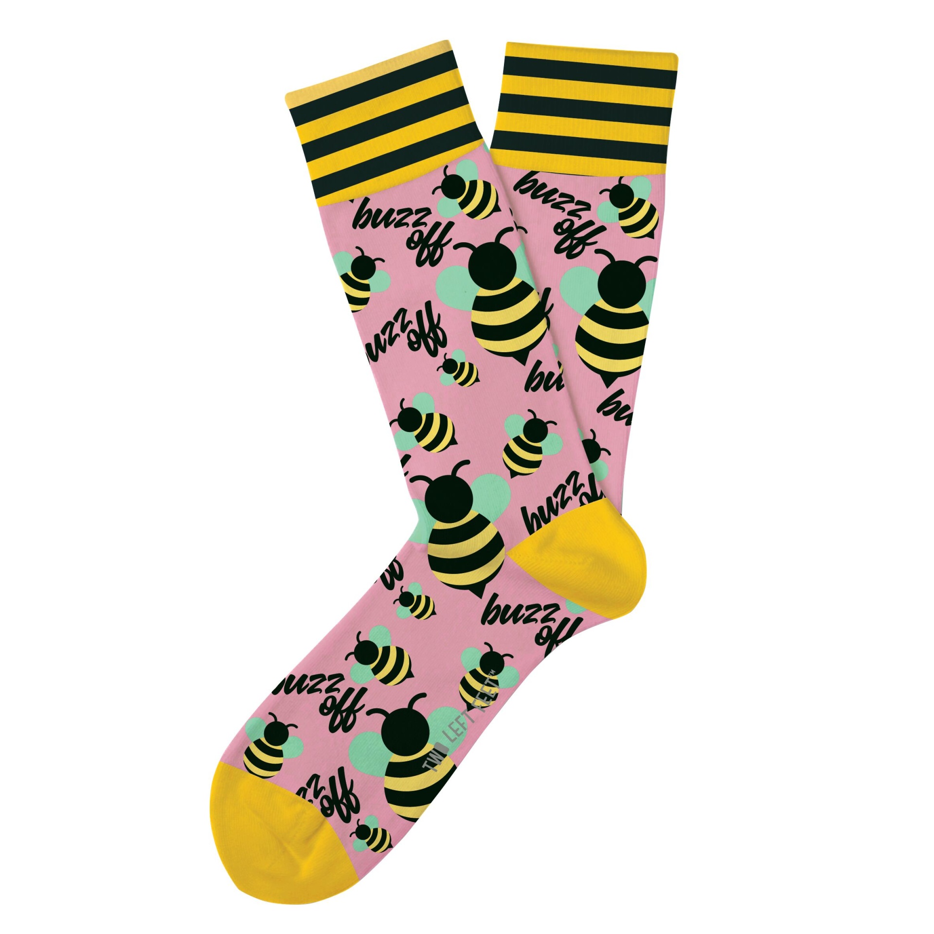 slide 1 of 1, Two Left Feet Bee Small Feet Socks, 1 pair