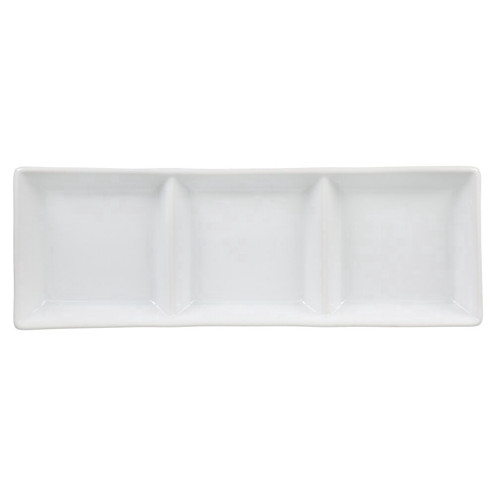 slide 4 of 6, BIA Cordon Bleu 3-Section Divided Serving Tray White, 14.5 in x 5 in