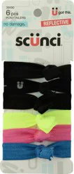 scünci No Damage Reflective Ponytailers 6 ea