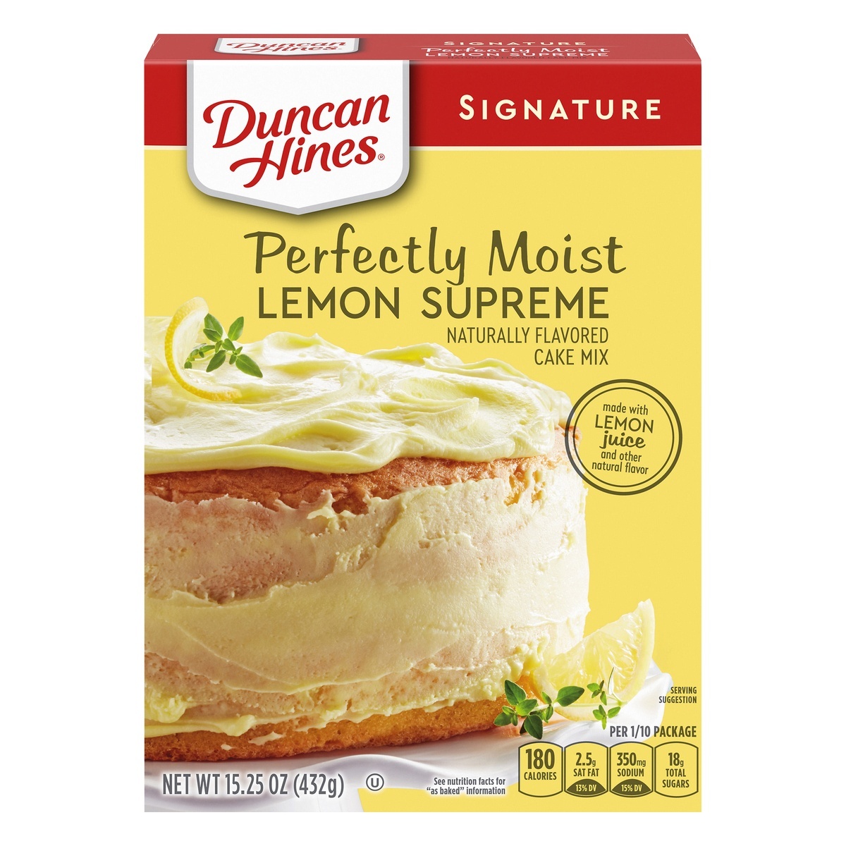 slide 1 of 1, Duncan Hines Signature Lemon Supreme Cake Mix, 16.5 oz