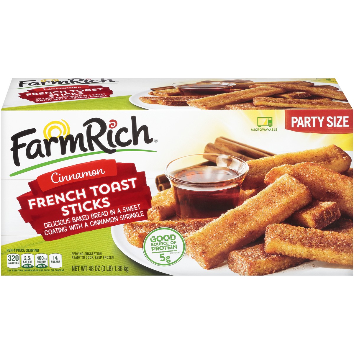 slide 1 of 9, Farm Rich Cinnamon French Toast Sticks 48 oz. Box, 48 oz