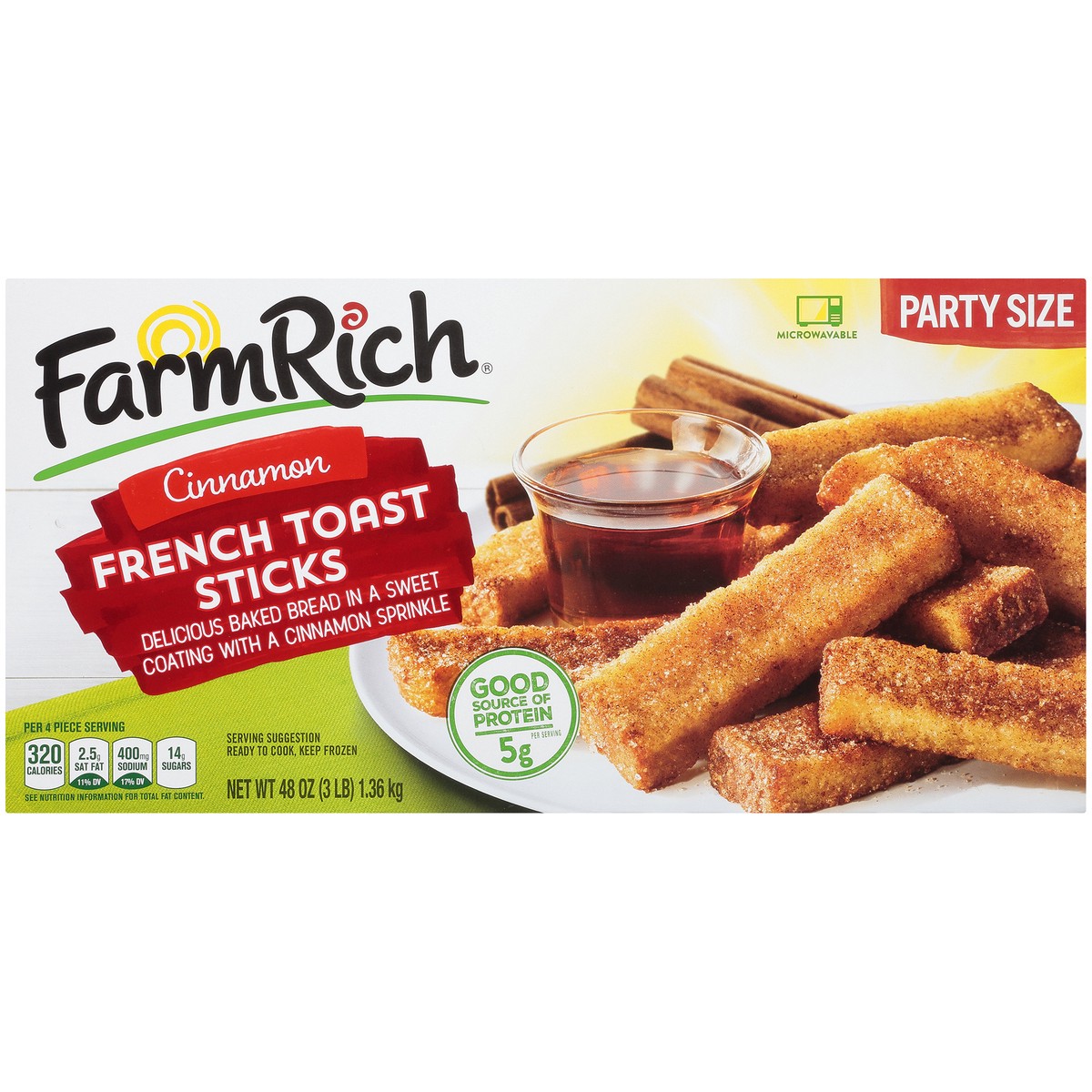 slide 1 of 9, Farm Rich Cinnamon French Toast Sticks 48 oz. Box, 48 oz