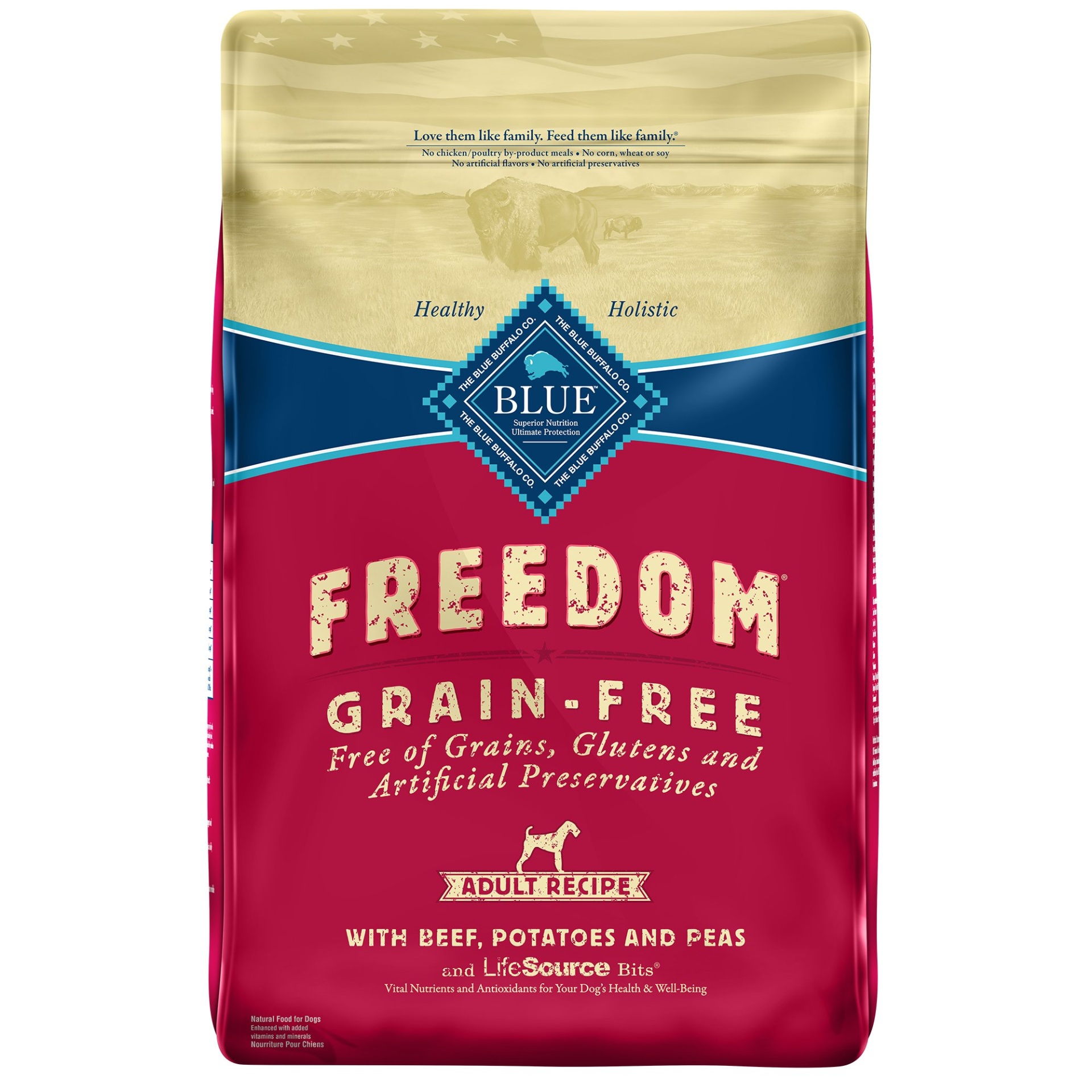 slide 1 of 1, Blue Buffalo Blue Freedom Grain-Free Adult Beef Recipe Dry Dog Food, 11 lb