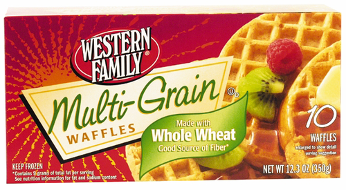 slide 1 of 1, Western Family Waffles Multi-Grain, 12.3 oz