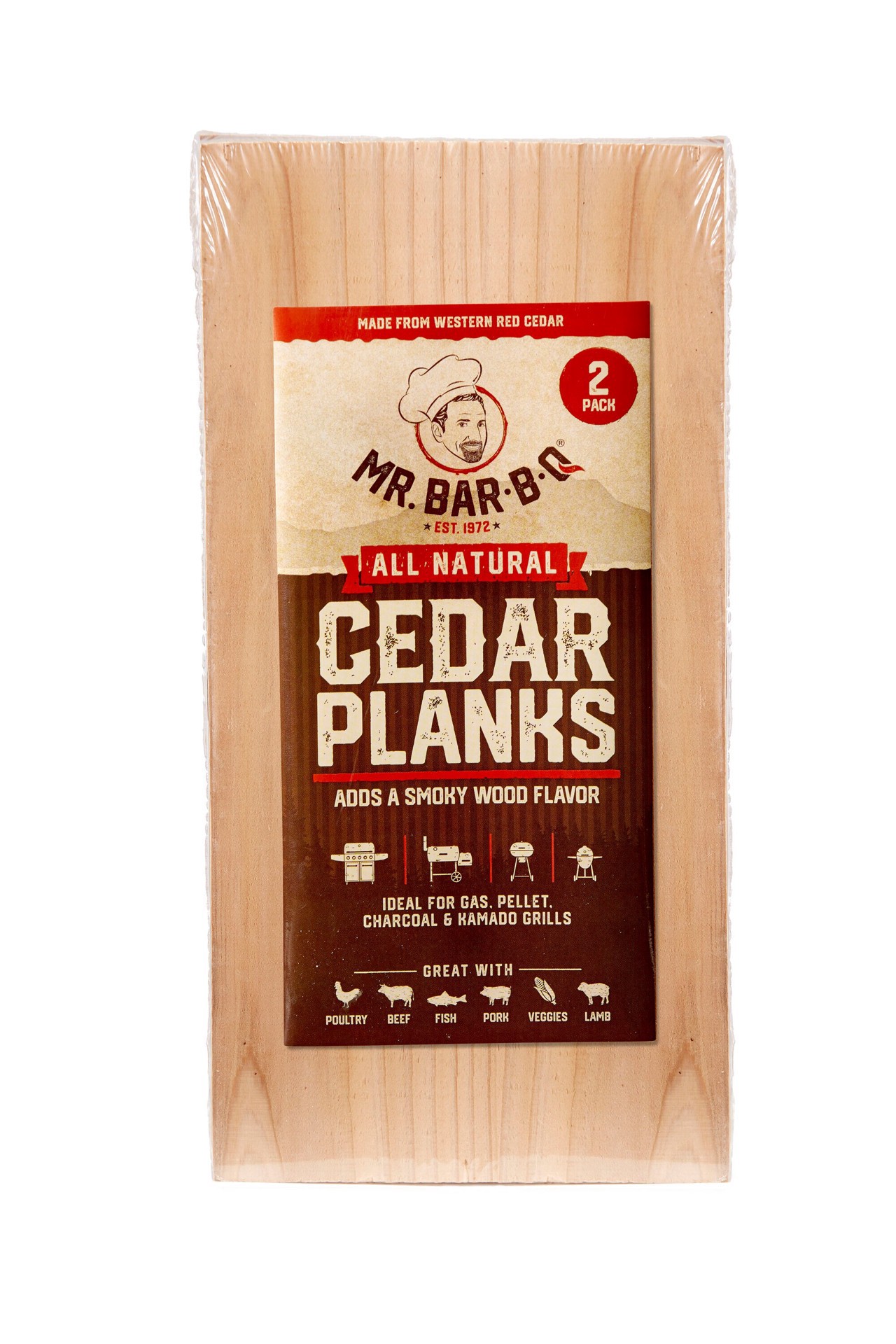 slide 2 of 4, Mr. Bar-B-Q All Natural Cedar Planks, 2-Pack, 2 ct