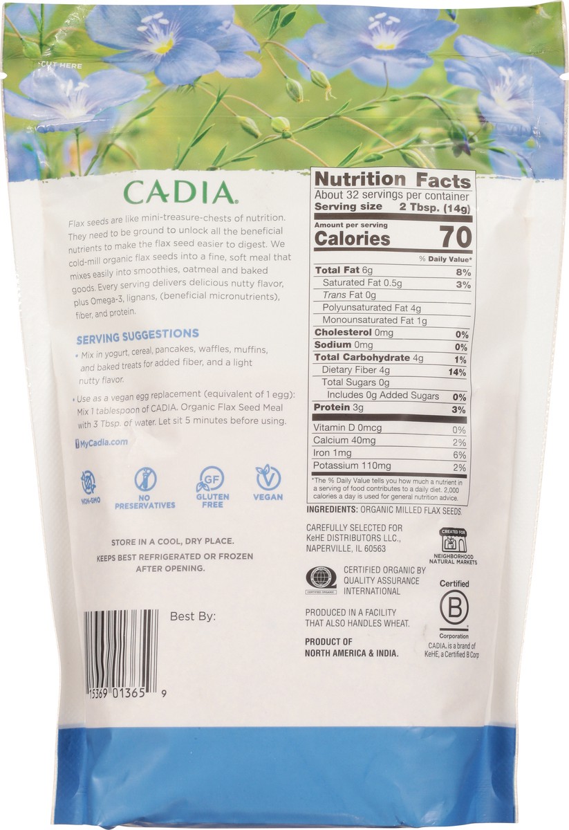 slide 8 of 14, Cadia Organic Flax Seed Meal 15 oz, 15 oz