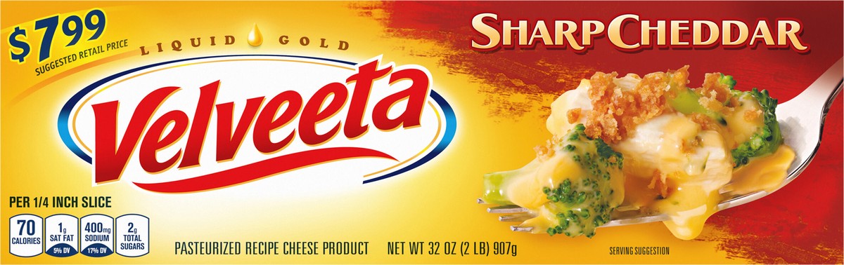 slide 6 of 9, Velveeta Sharp Cheddar Cheese, 32 oz Block, 32 oz