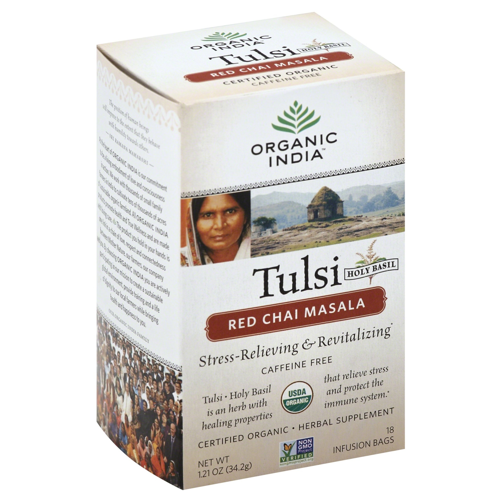 slide 1 of 1, Organic India Tulsi Red Chai Masala Tea, 18 ct