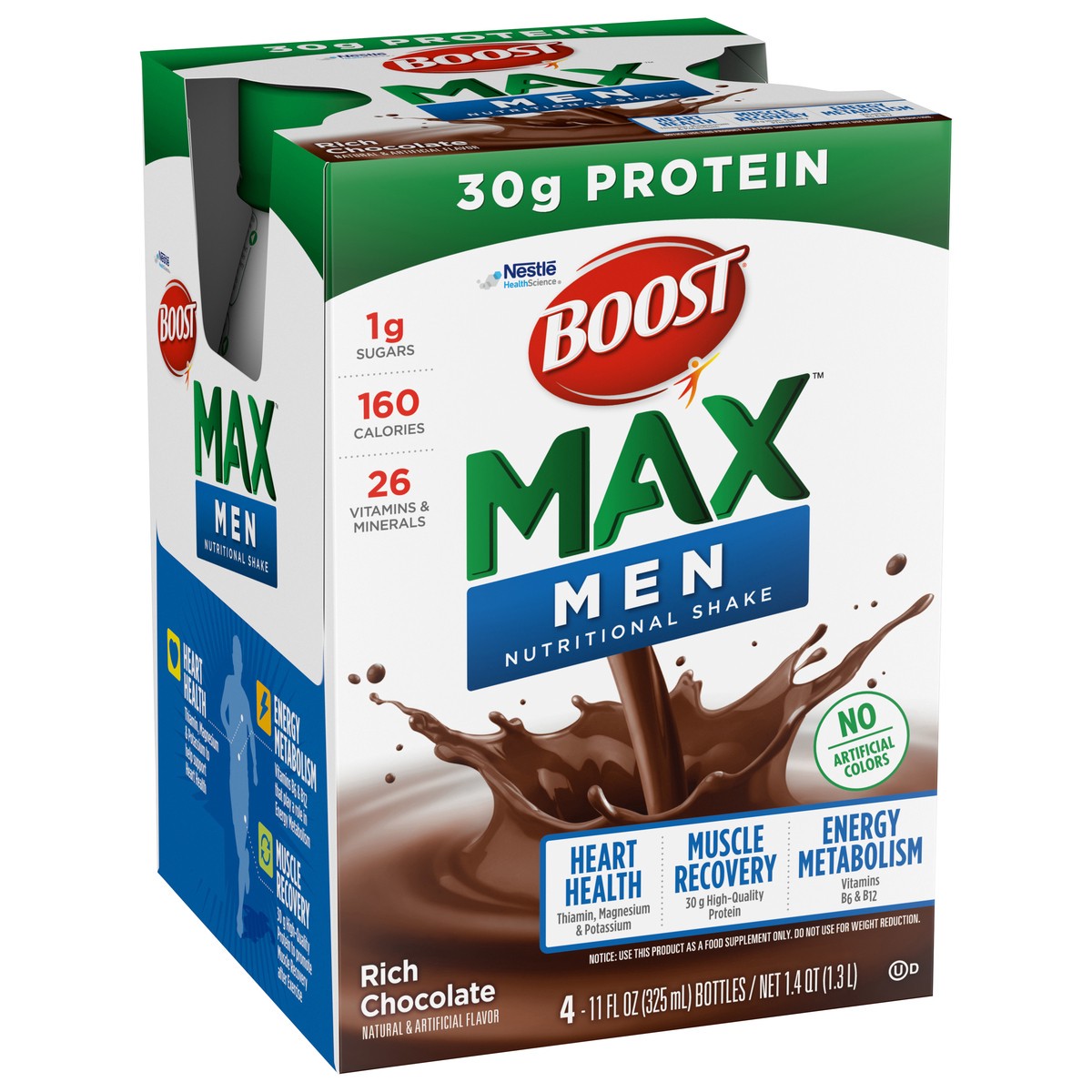 slide 5 of 14, BOOST Max Men Nutritional Drink, Rich Chocolate, 30g Protein, 4 - 11 fl oz Bottles, 44 fl oz