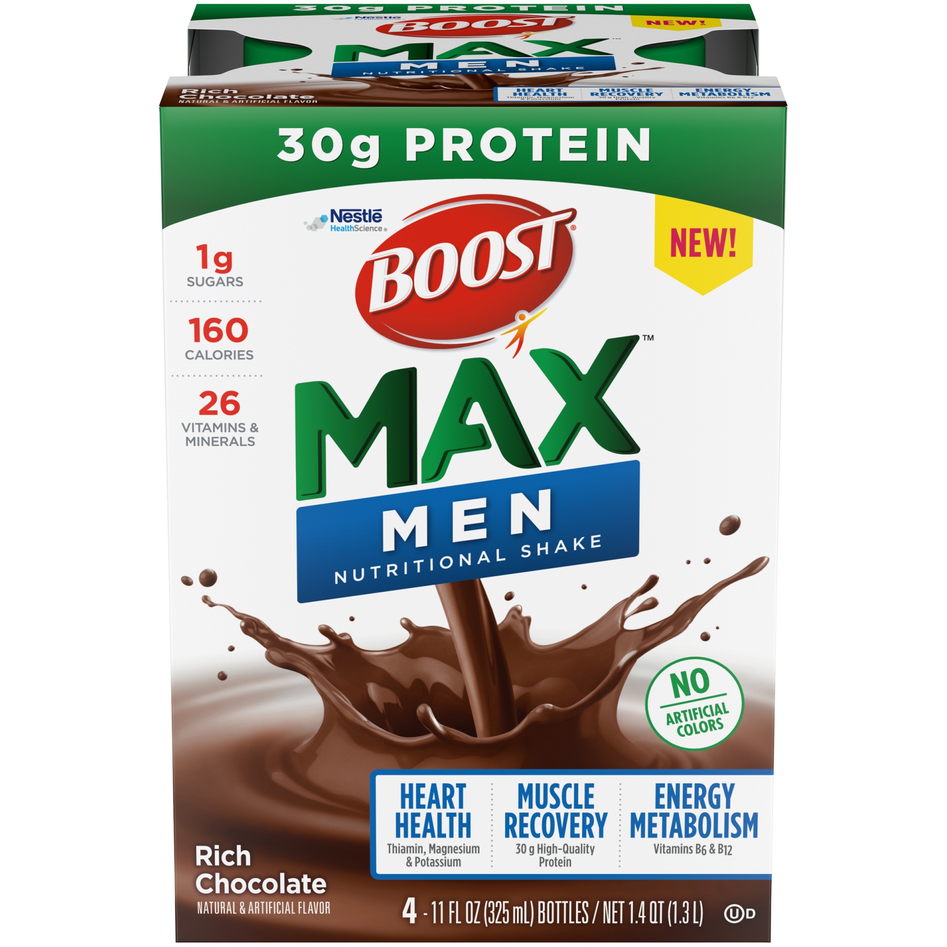 slide 1 of 3, Boost Max Men Ready To Drink Nutritional Shake, Rich Chocolate, 4 ct; 11 oz
