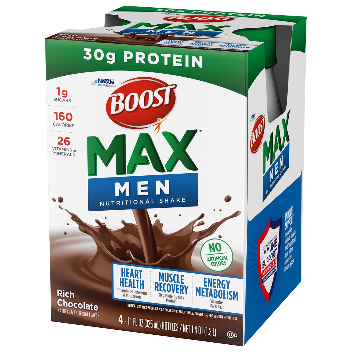 slide 6 of 14, BOOST Max Men Nutritional Drink, Rich Chocolate, 30g Protein, 4 - 11 fl oz Bottles, 44 fl oz