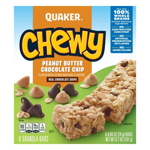 slide 1 of 1, Quaker Peanut Butter Chocolate Chip Chewy Granola Bars, 6.7 oz