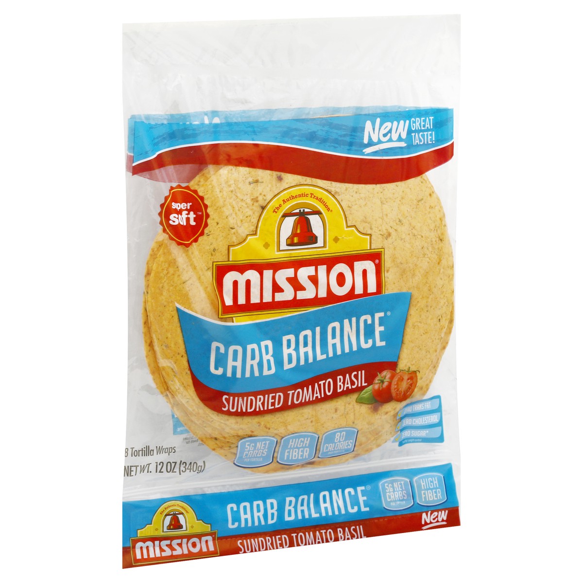 slide 4 of 9, Mission Carb Balance Super Soft Sundried Tomato Basil Tortilla Wraps 8 ea, 8 ct