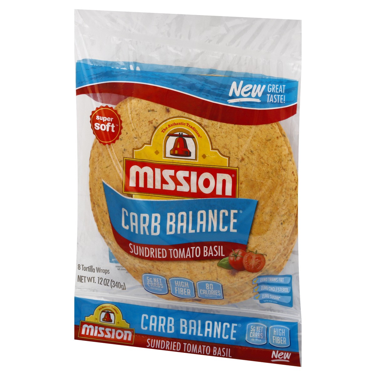 slide 7 of 9, Mission Carb Balance Super Soft Sundried Tomato Basil Tortilla Wraps 8 ea, 8 ct